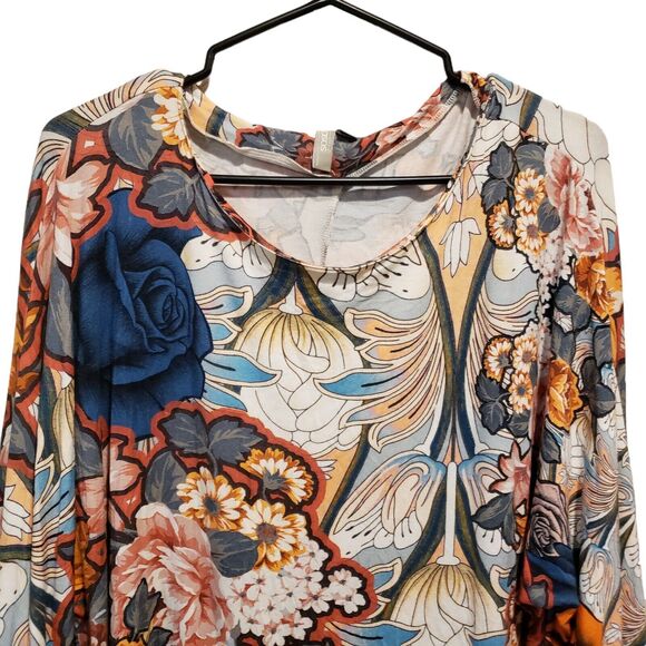 ASOS DESIGN Red Mini Dress Mixed Floral Print Lace Blouson Sleeve Womens Size 14 - Picture 9 of 11